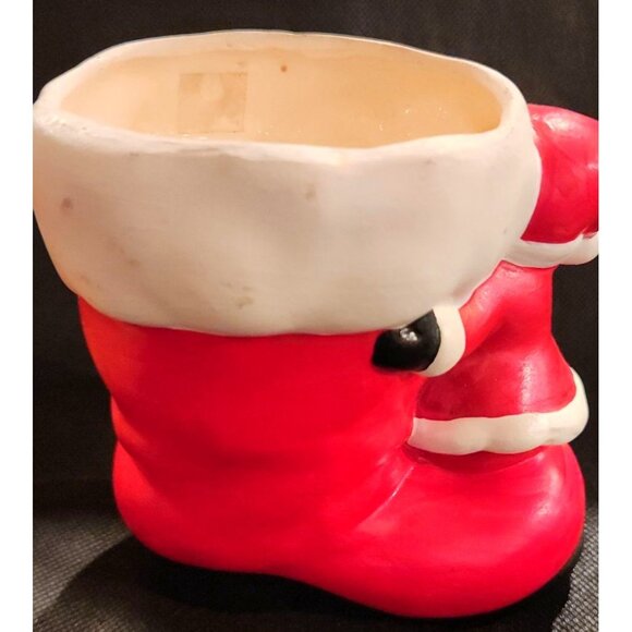 Vintage Mcm Santa Claus Boot Ceramic Planter Holiday Decor - Picture 5 of 9